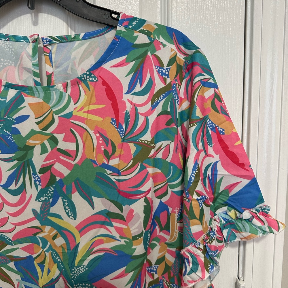 Colorful Tropical Print Dress - Picture 3 of 5